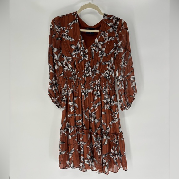 Just Taylor Sparkle Autumn Floral Smock Dress - Picture 1 of 10